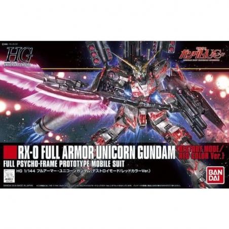 Gundam - HGUC - 199 - RX-0 Full Armor Unicorn Gundam (Destroy Mode) (Red Color Ver.) 1/144