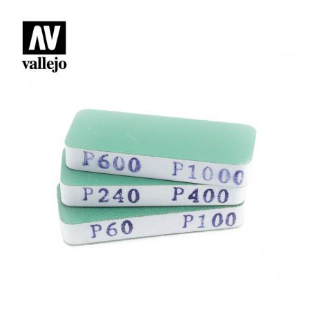 Vallejo Set de 3 Lijas Flexibles, Doble Grano (80x30x12 mm) Vallejo - 1