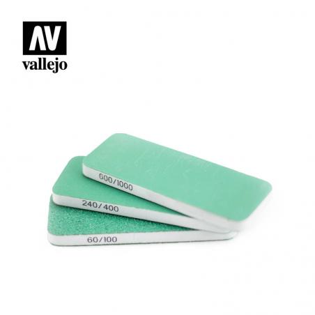 Vallejo Set de 3 Lijas Flexibles, Doble Grano (80x30x6 mm) Vallejo - 1