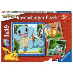 Pokémon Puzzle para niños Starters (3 x 49 piezas) Ravensburger - 1