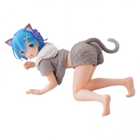 Re:Zero Desktop Cute Figure Rem Cat Room Wear Ver. Renewal (Caja Dañada) Taito - 1