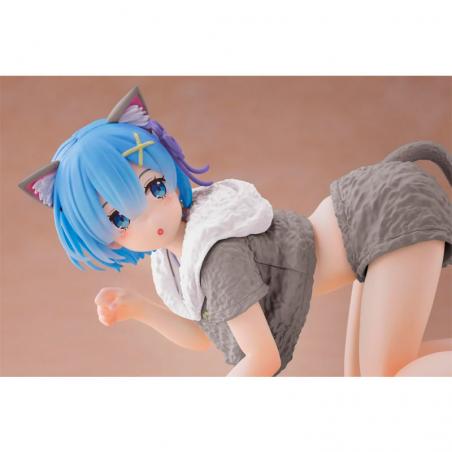 Re:Zero Desktop Cute Figure Rem Cat Room Wear Ver. Renewal (Damaged Box)